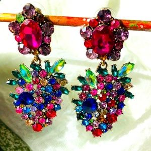 Berry Sparkly Multicolored Dangle Earrings